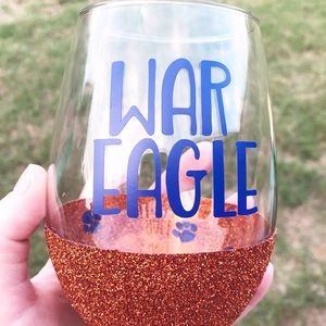 Auburn University Peekaboo Glitter Wine Glass